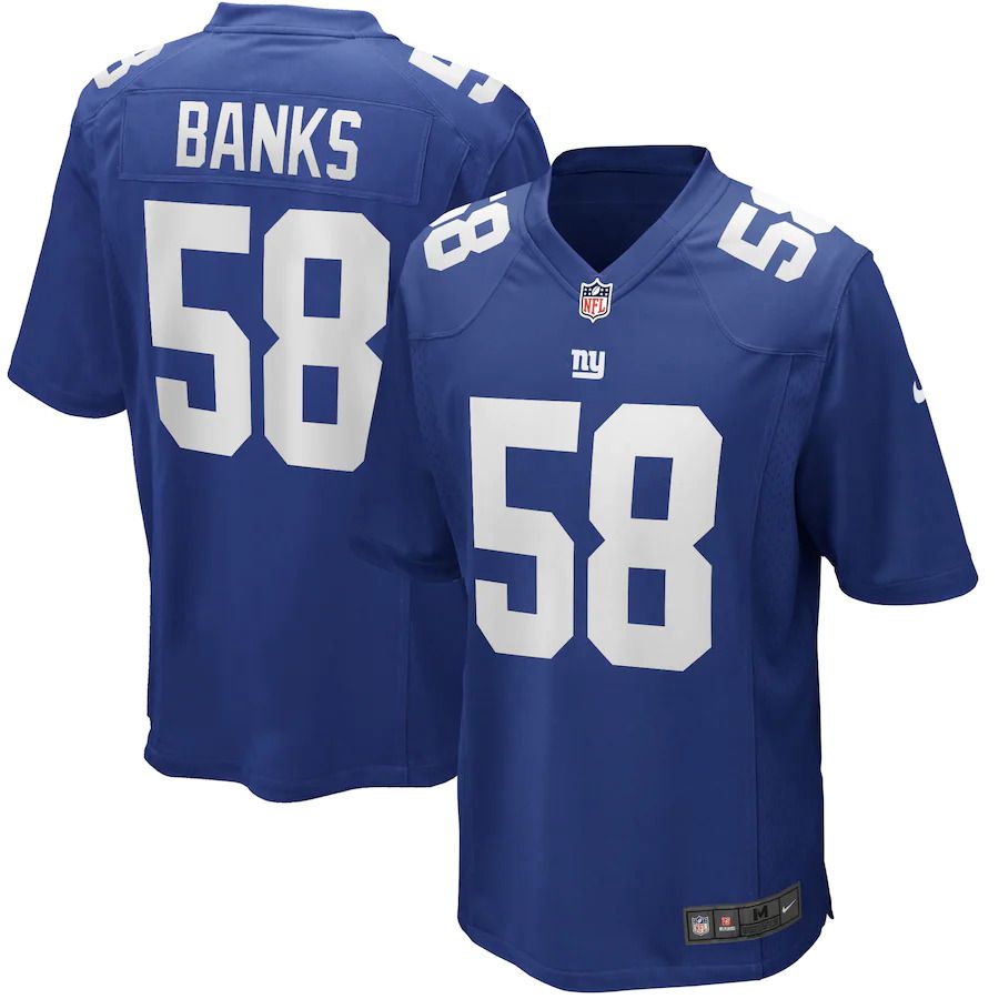 Men New York Giants #58 Carl Banks Nike Royal Game Retired Player NFL Jersey
